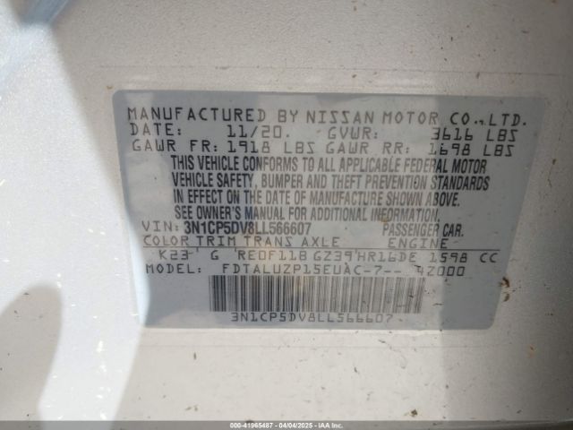 3N1CP5DV8LL566607 Nissan Kicks Sr Xtronic Cvt