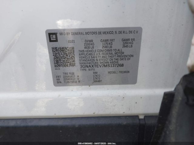 2021 CHEVROLET EQUINOX 3GNAXTEV7MS137268 Photo 8
