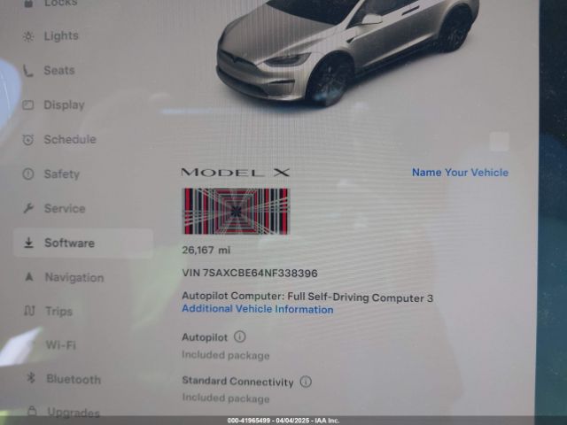 7SAXCBE64NF338396 Tesla Model X Plaid Tri Motor All-wheel Drive