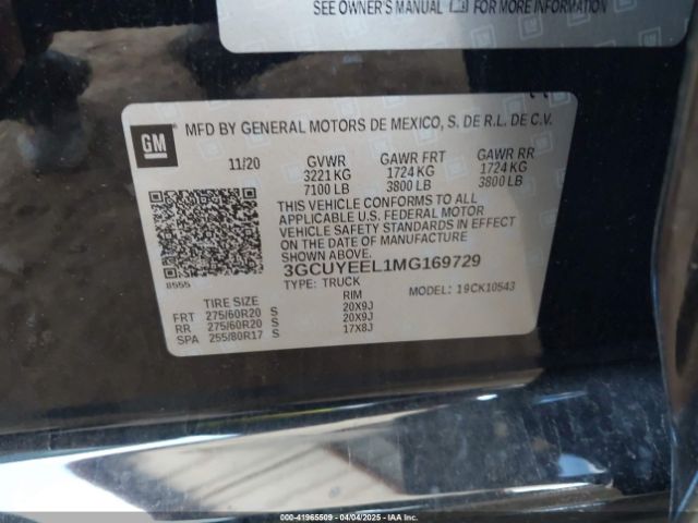 3GCUYEEL1MG169729 Chevrolet Silverado 1500 4wd  Short Bed Rst