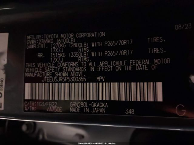 JTEEU5JR5P5300355 Toyota 4RUNNER SR5