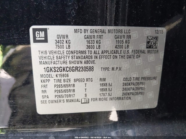 1GKS2GKC6GR230588 GMC Yukon Xl Slt