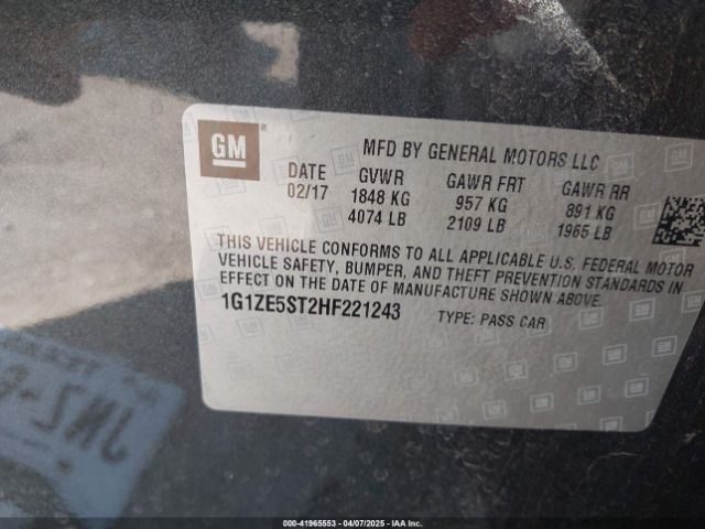 1G1ZE5ST2HF221243 Chevrolet MALIBU 1LT