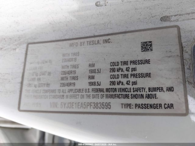 5YJ3E1EA5PF383595 Tesla Model 3 Rear-wheel Drive
