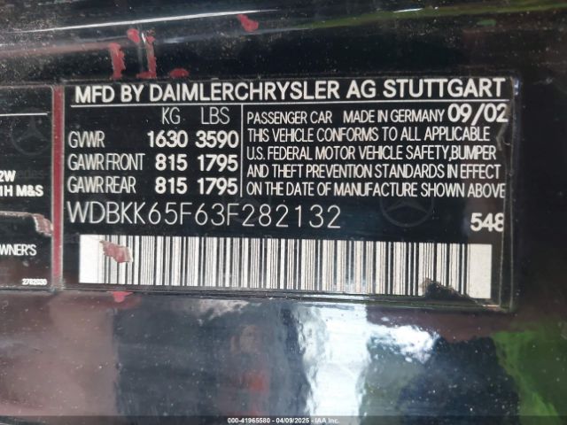 2003 MERCEDES-BENZ SLK 320 WDBKK65F63F282132 Photo 8