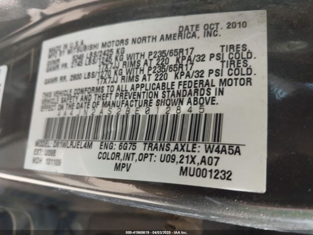 2011 MITSUBISHI ENDEAVOR 4A4JN2AS2BE012845 Photo 8