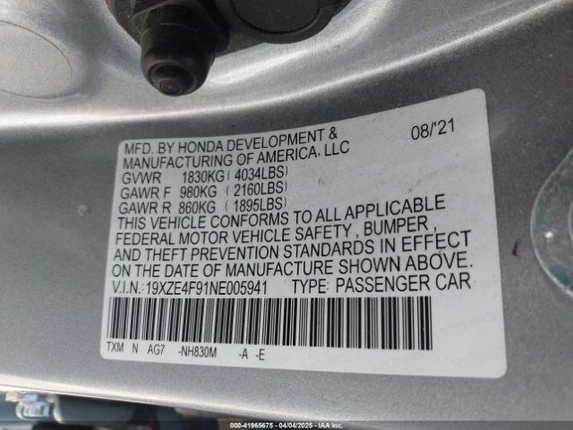 19XZE4F91NE005941 Honda Insight Touring