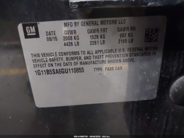 1G11B5SA6GU110855 Chevrolet Malibu Limited Ls