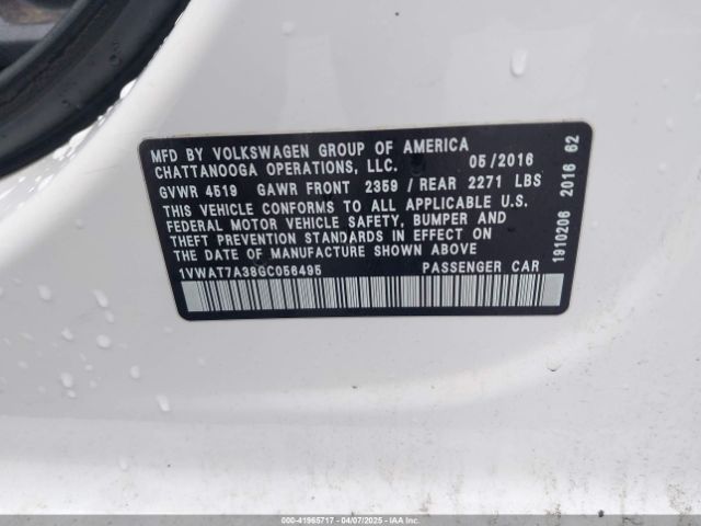 1VWAT7A38GC056495 Volkswagen Passat 1.8t S
