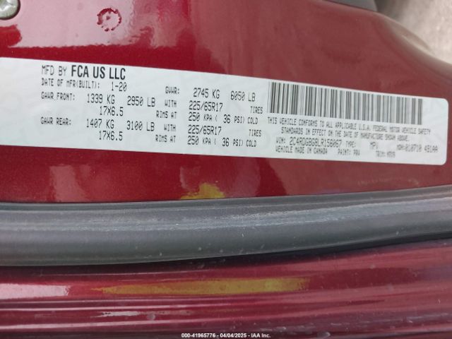 2C4RDGBG8LR156067 Dodge Grand Caravan Se Plus