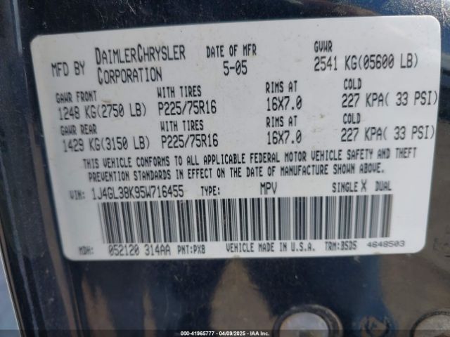 2005 JEEP LIBERTY 1J4GL38K95W716455 Photo 8