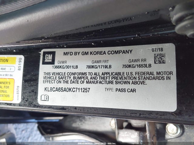 KL8CA6SA0KC711257 Chevrolet Spark Ls Manual