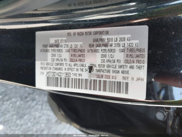 JM3TCBDY4G0113693 Mazda Cx-9 Grand Touring