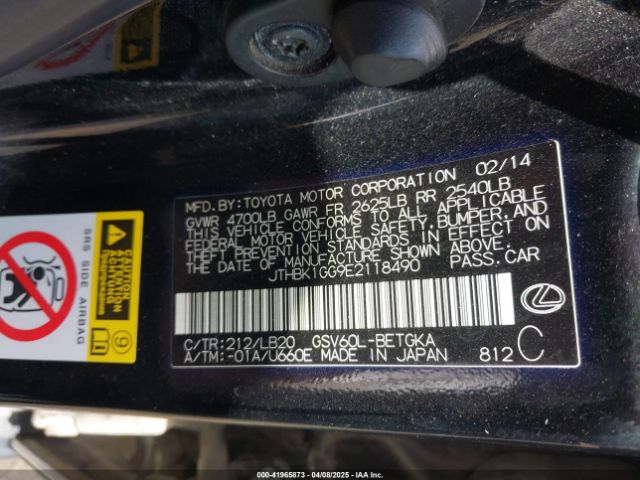 JTHBK1GG9E2118490 Lexus ES 350