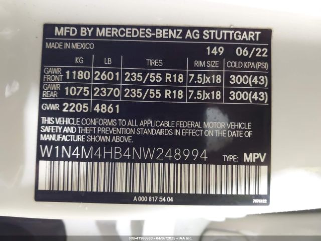 W1N4M4HB4NW248994 Mercedes-Benz Glb 250 4matic