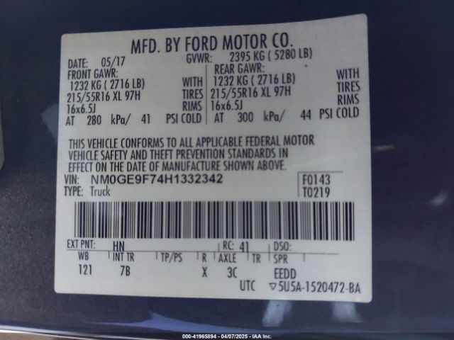 NM0GE9F74H1332342 Ford Transit Connect Xlt