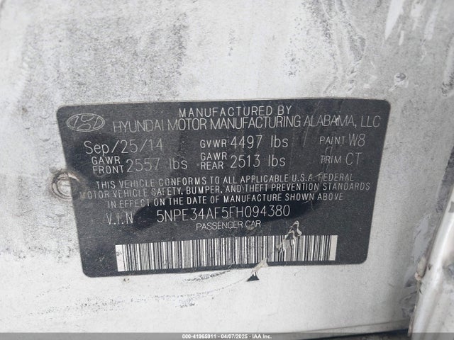 5NPE34AF5FH094380 Hyundai Sonata Sport