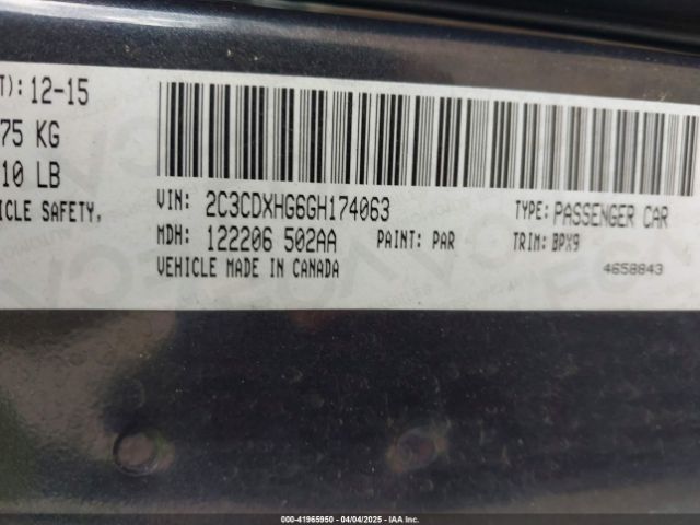 2C3CDXHG6GH174063 Dodge Charger Sxt