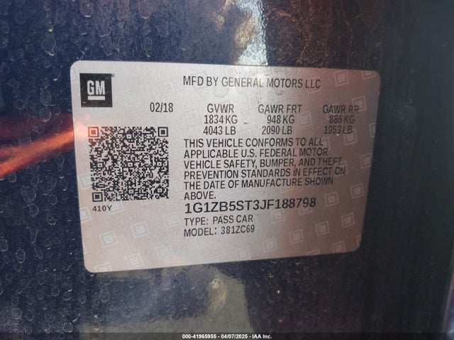 1G1ZB5ST3JF188798 Chevrolet Malibu 1ls
