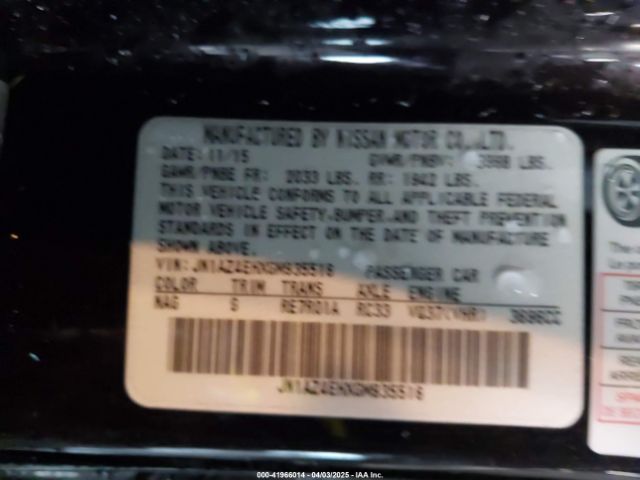 JN1AZ4EHXGM935516 Nissan 370z Nismo/nismo Tech/sport/sport Tech/touring