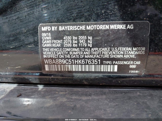 BMW 330I 2017 WBA8B9C51HK676351 Image 9
