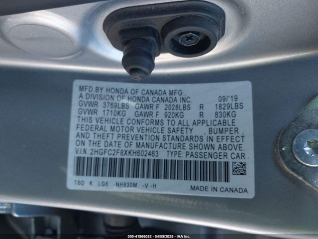 2HGFC2F8XKH602463 Honda Civic Sport