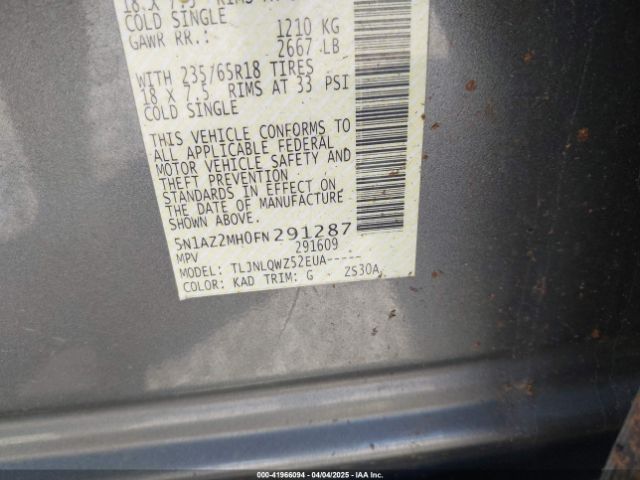 5N1AZ2MH0FN291287 Nissan MURANO SV