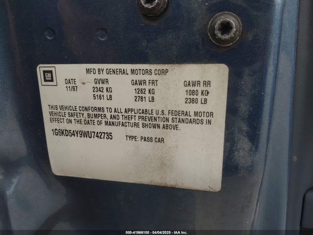 1998 CADILLAC DEVILLE 1G6KD54Y9WU742735 Photo 8