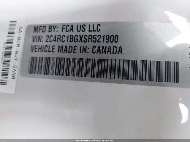 2C4RC1BGXSR521900 Chrysler Pacifica Select