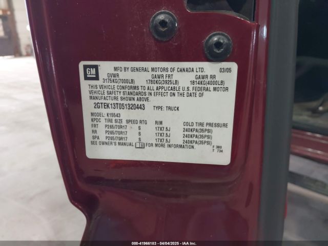 2005 GMC SIERRA 1500 2GTEK13T051320443 Photo 8