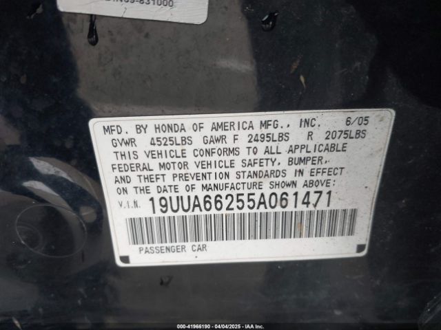 2005 ACURA TL 19UUA66255A061471 Photo 8