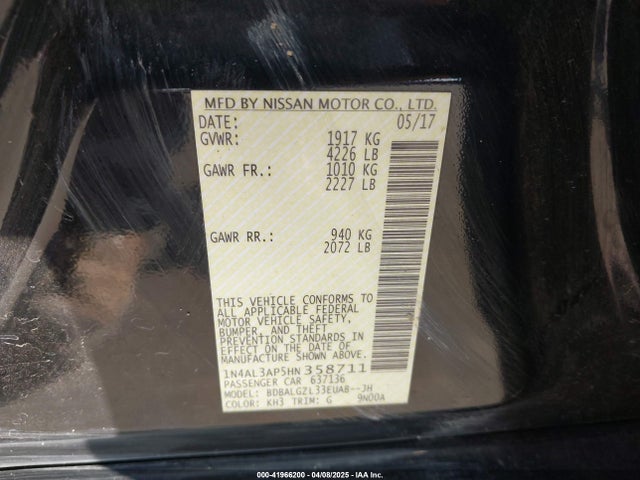 1N4AL3AP5HN358711 Nissan Altima 2.5 S