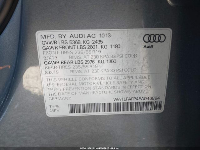 WA1LFAFP4EA046884 Audi Q5 2.0t Premium
