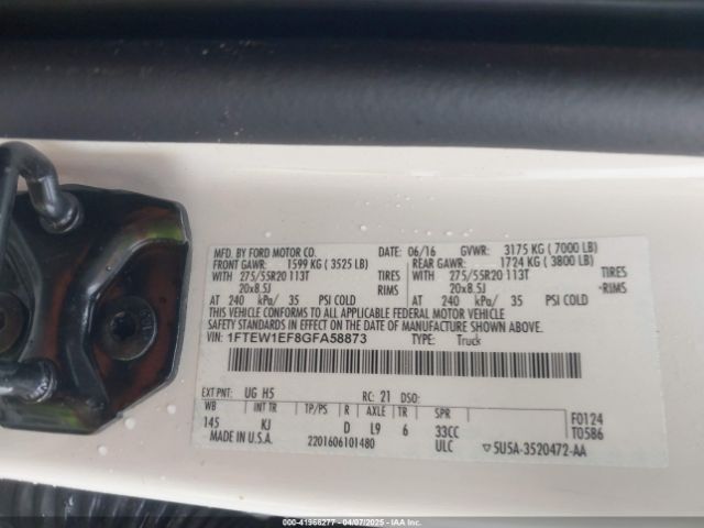 1FTEW1EF8GFA58873 Ford F-150 King Ranch