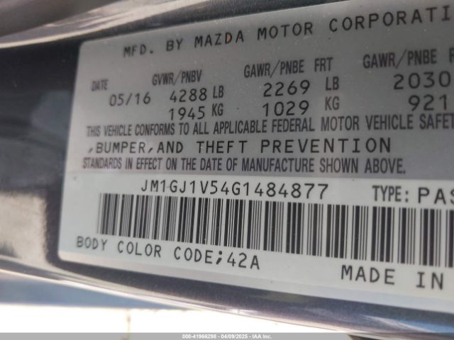 JM1GJ1V54G1484877 Mazda Mazda6 I Touring