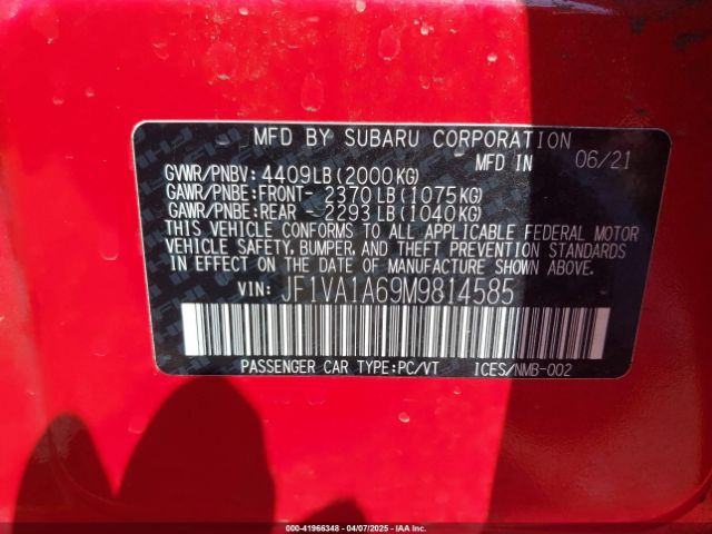 JF1VA1A69M9814585 Subaru WRX