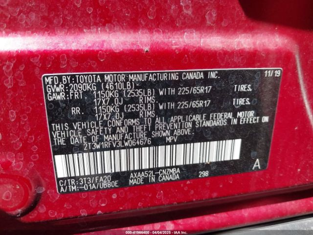2T3W1RFV3LW064676 Toyota Rav4 Xle