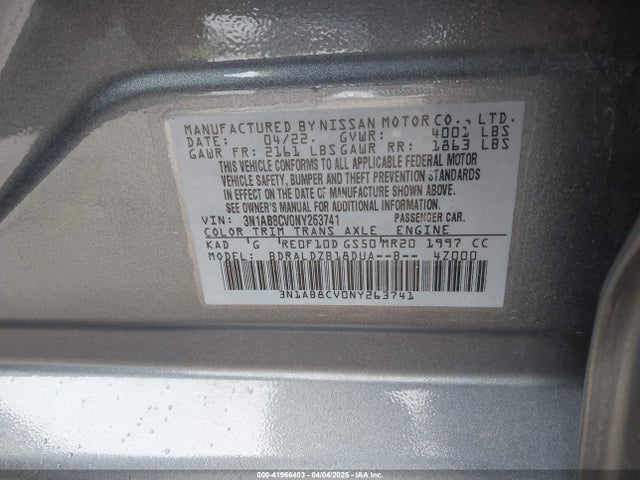 3N1AB8CV0NY263741 Nissan Sentra