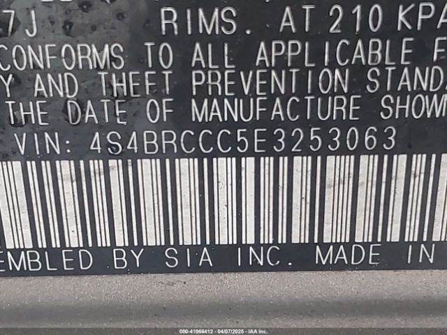 4S4BRCCC5E3253063 Subaru Outback 2.5i Premium