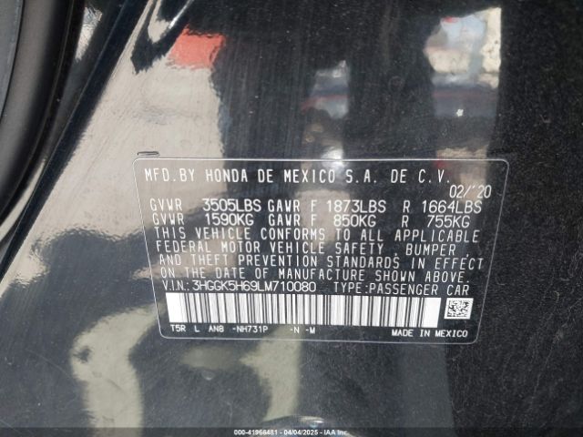 3HGGK5H69LM710080 Honda Fit Sport