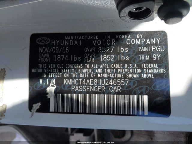 KMHCT4AE8HU246557 Hyundai ACCENT SE