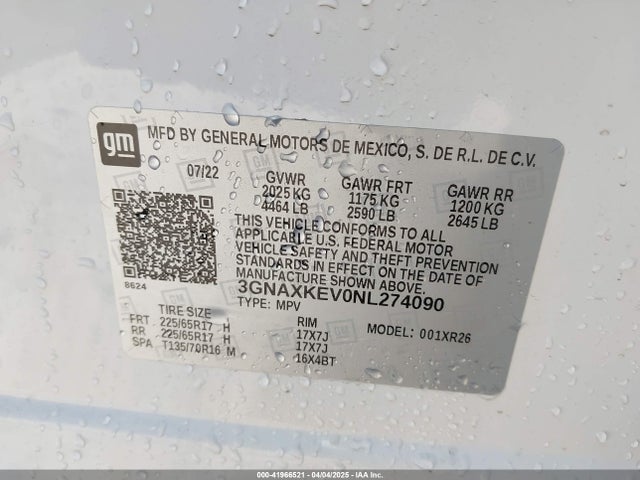 3GNAXKEV0NL274090 Chevrolet lyx
