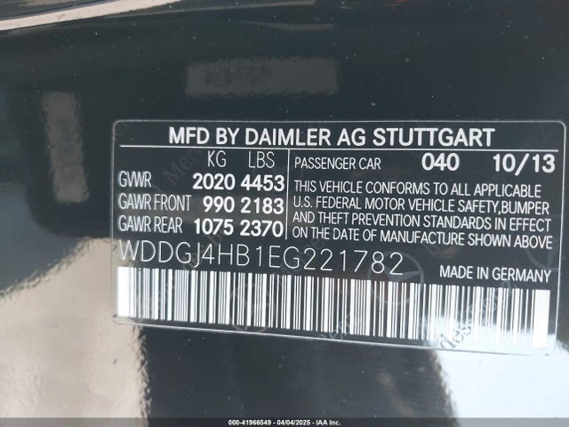 WDDGJ4HB1EG221782 Mercedes-Benz 2014