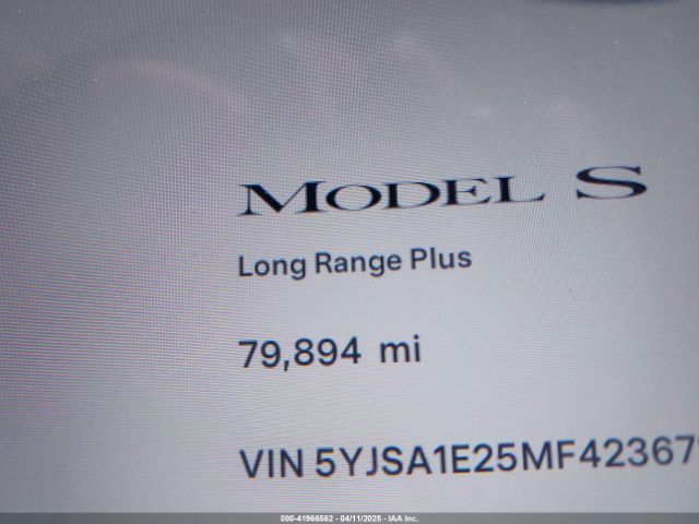 5YJSA1E25MF423671 Tesla Model S Long Range Dual Motor All-wheel Drive/long Range Plus Dual Motor All-wheel Drive