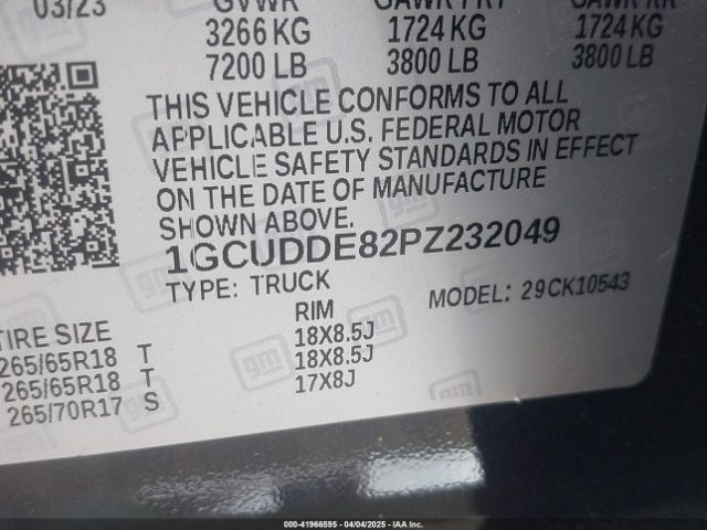 1GCUDDE82PZ232049 Chevrolet Silverado 1500 4wd  Standard Bed Lt