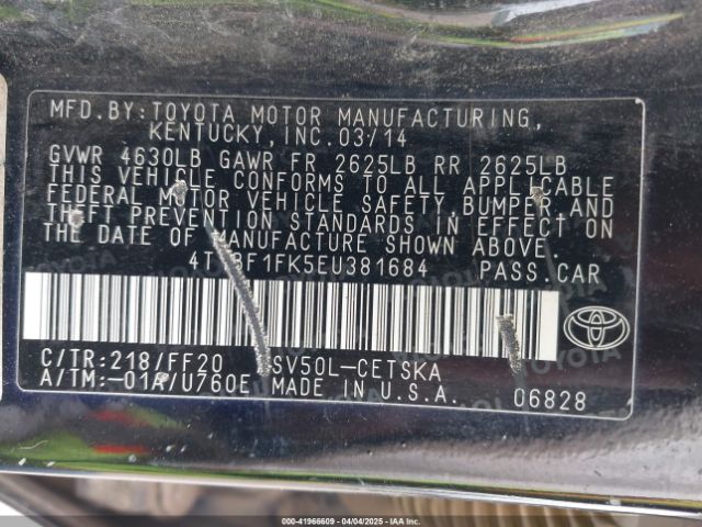 4T1BF1FK5EU381684 Toyota CAMRY SE
