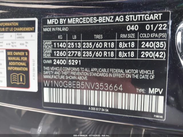 2022 MERCEDES-BENZ GLC 300 W1N0G8EB5NV353664 Photo 8
