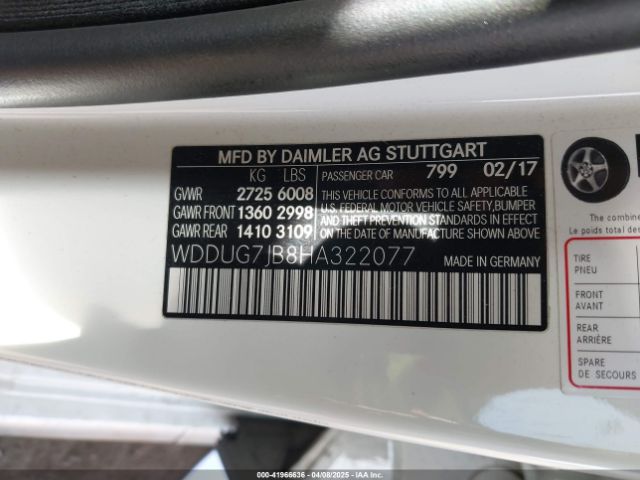 WDDUG7JB8HA322077 Mercedes-Benz Amg S 63 4matic