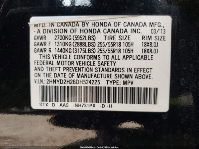 2013 ACURA MDX 2HNYD2H26DH524225 Photo 8