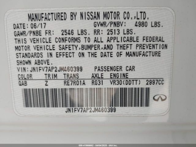 JN1FV7AP2JM460399 Infiniti Q50 3.0t Red Sport 400